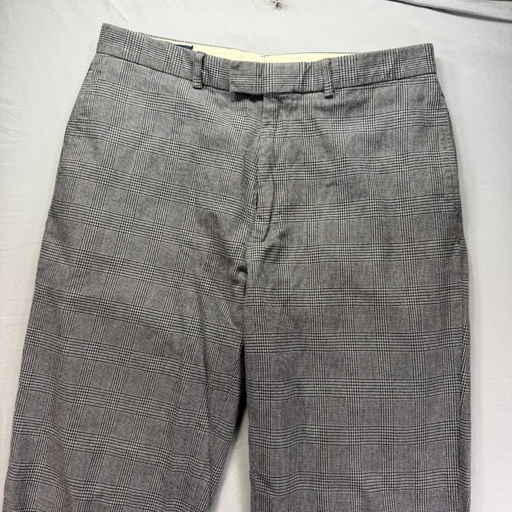 Vintage Polo Ralph Lauren Pants Mens 34x32 Gray Glen Check Cotton Wool Blend 90s